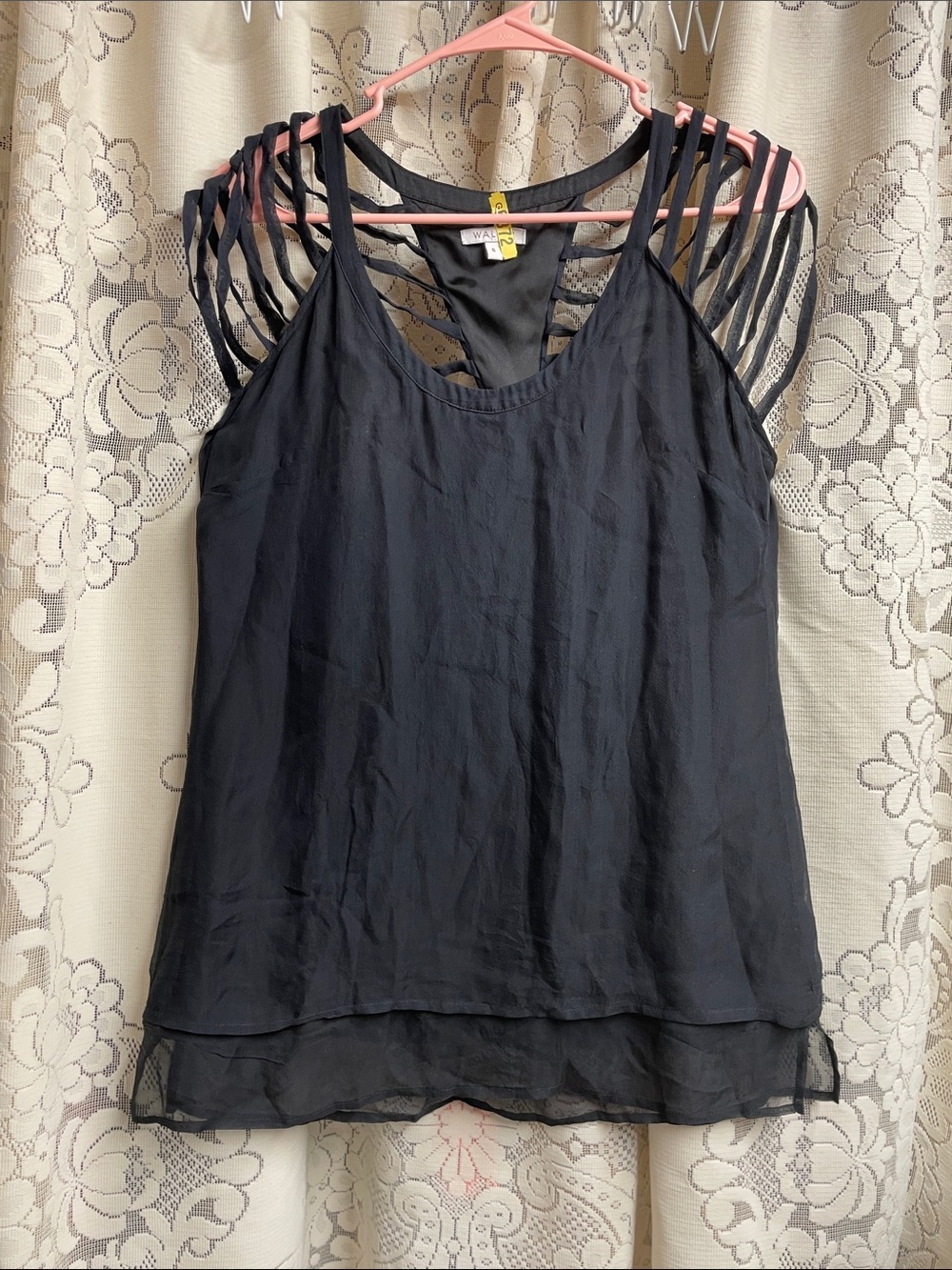 Walter Baker Black Strappy-Back Layered 100% Silk Camisole size 6